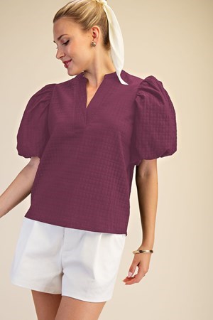 Magenta Puff Sleeve Blouse