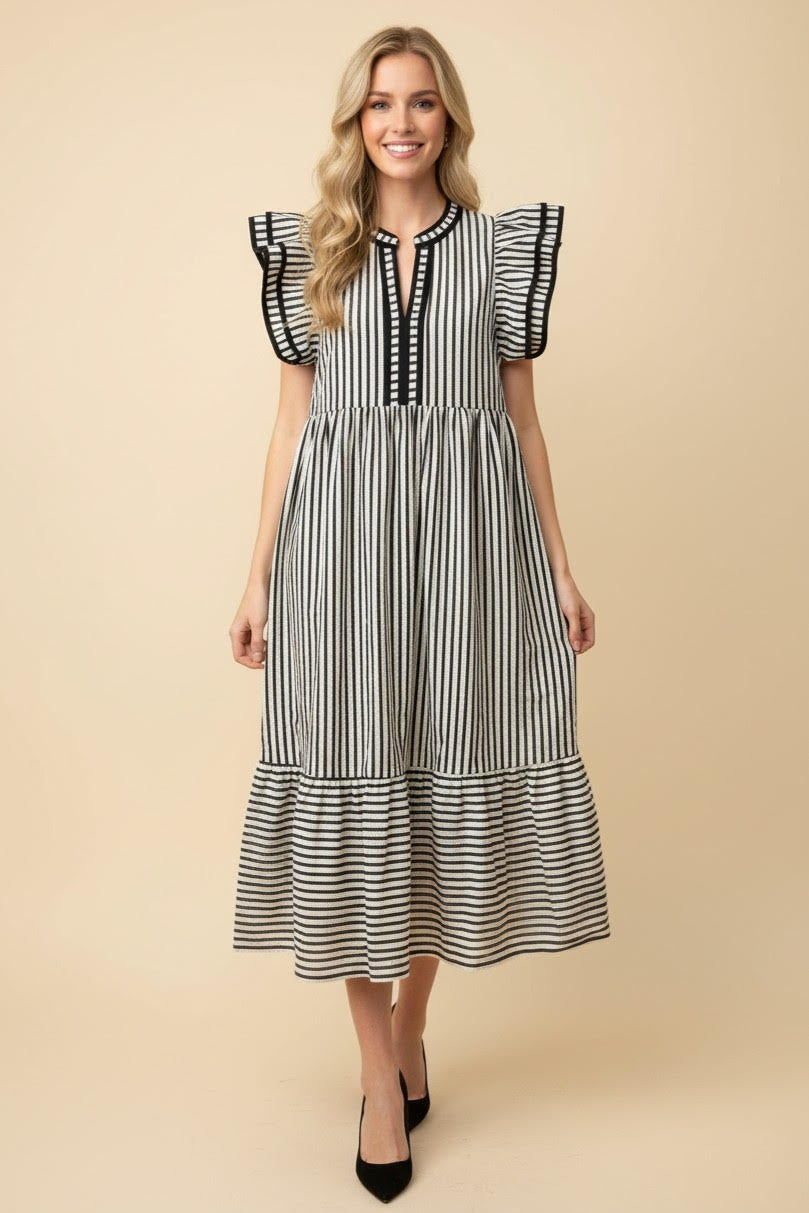 Flutter Sleeve Midi Dress