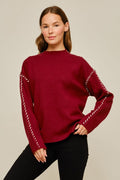 Burgundy Mock Neck Sweater