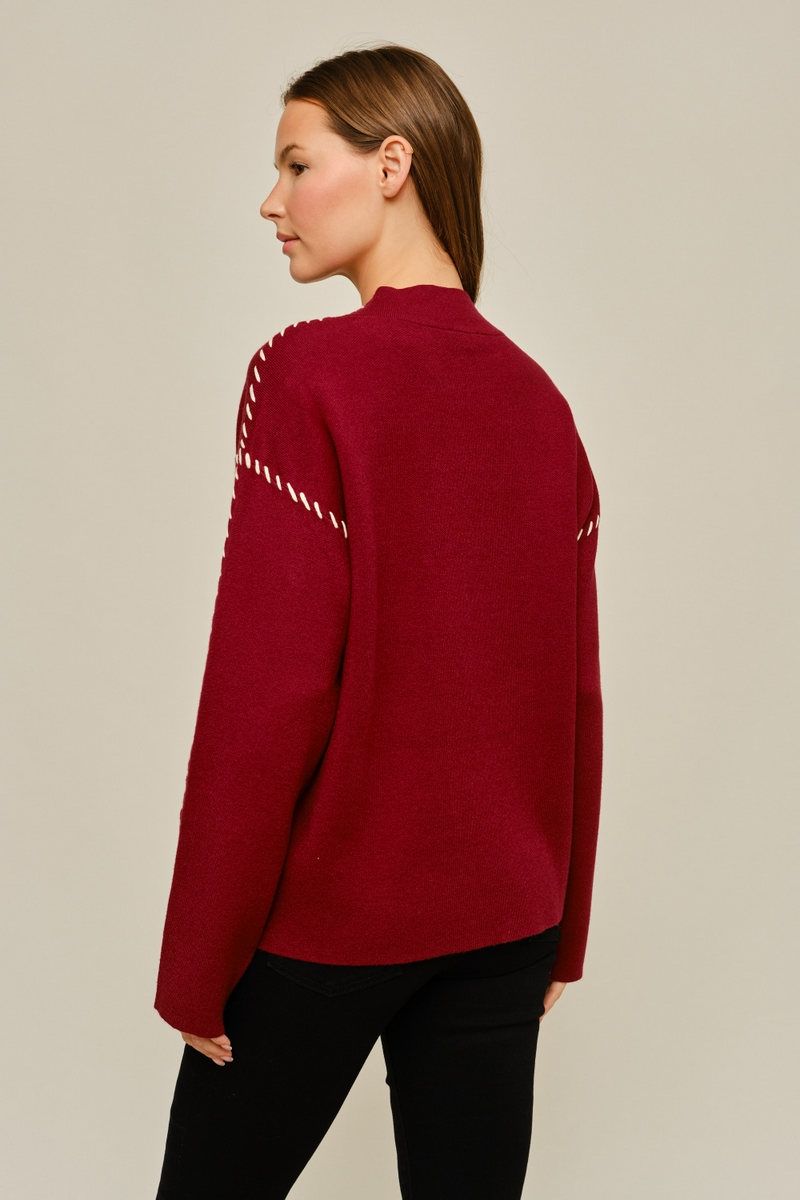Burgundy Mock Neck Sweater
